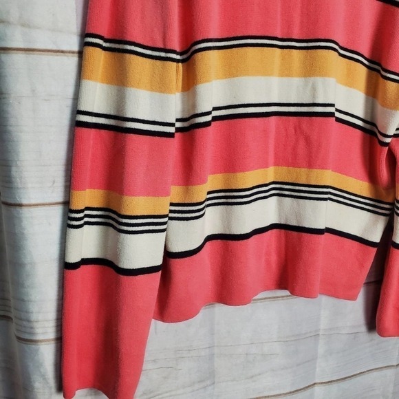 Sag Harbor Cardigan Womens XL Pink Striped V-Neck Knit Button Sweater Y2K 90s - Picture 5 of 7